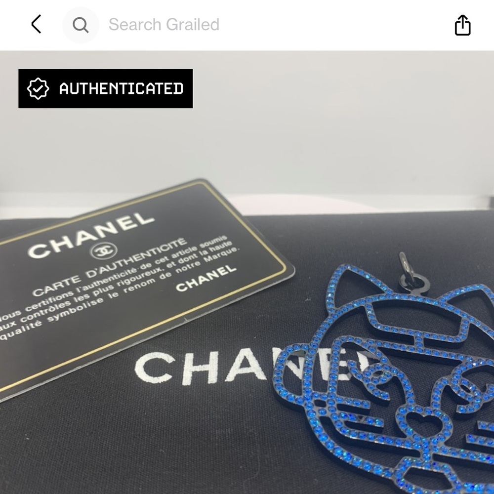 Authentic Chanel Cat Pendant with Authentication Card